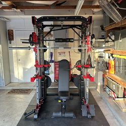 Smith Machine 200 | Adjustable Bench | 245lb Cast Iron Olympic Weights | 7ft Olympic Bar | Fitness | Gym Equipment | FREE DELIVERY/INSTALLATION 🚚 🛠️
