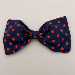 Blue and Red Polka Dot Dog Bow Tie - Size Large