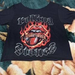 Rolling stones off shoulder graphic baggy T shirt