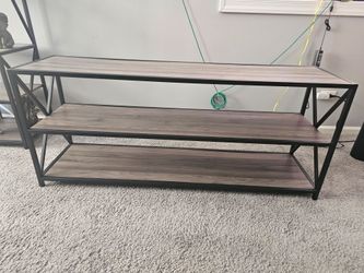 3-Tier Metal Wood Grain Shelf Unit