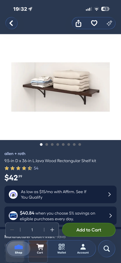 Allen +Roth Wood rectangular shelf kit
