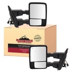 2004-12 Ford F150 Truck Driver & Passenger Side 2 Piece Power Without Memory Textured Black Towing Mirror Set Trail Ridge TR00172