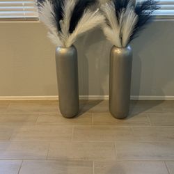 Silver Metal Vases