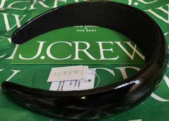 (NEW) (1 AVAILABLE) WOMEN’S J.CREW OVERSIZED BLACK METALLIC LEATHER HEADBAND - SIZE: OS (ONE SIZE)