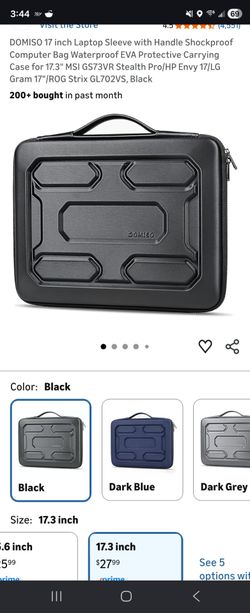DOMISO 17 inch Laptop Sleeve with Handle Shockproof Computer Bag Waterproof EVA Protective Carrying Case for 17.3" MSI GS73VR Stealth Pro/HP Envy 17/L