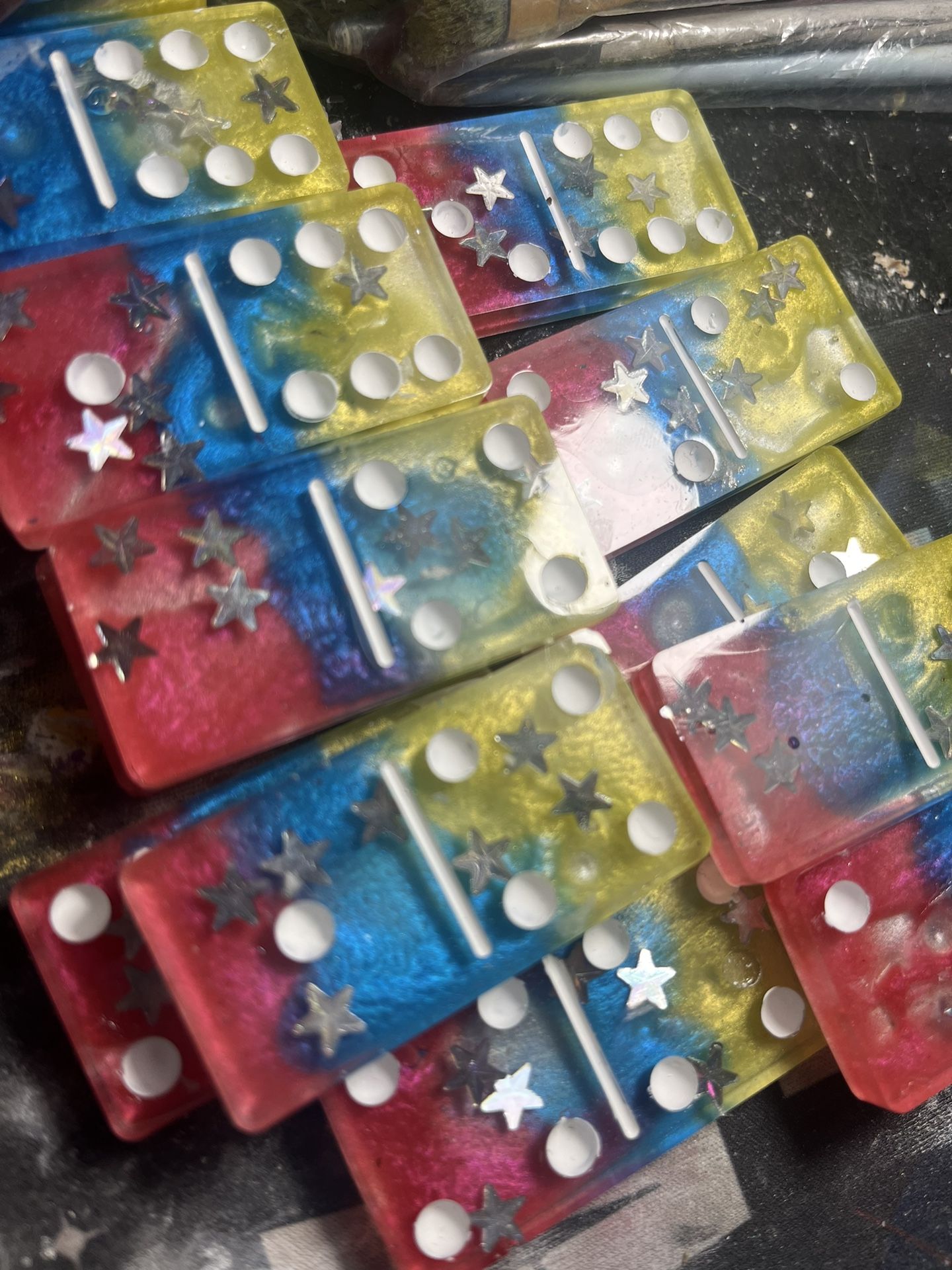 Handmade Set Of Resin Dominoes Venezuelan Colors