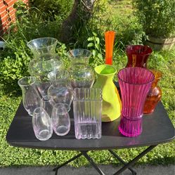 1/Clear And Different Color Glass Vases One Of Them Is Ceramic