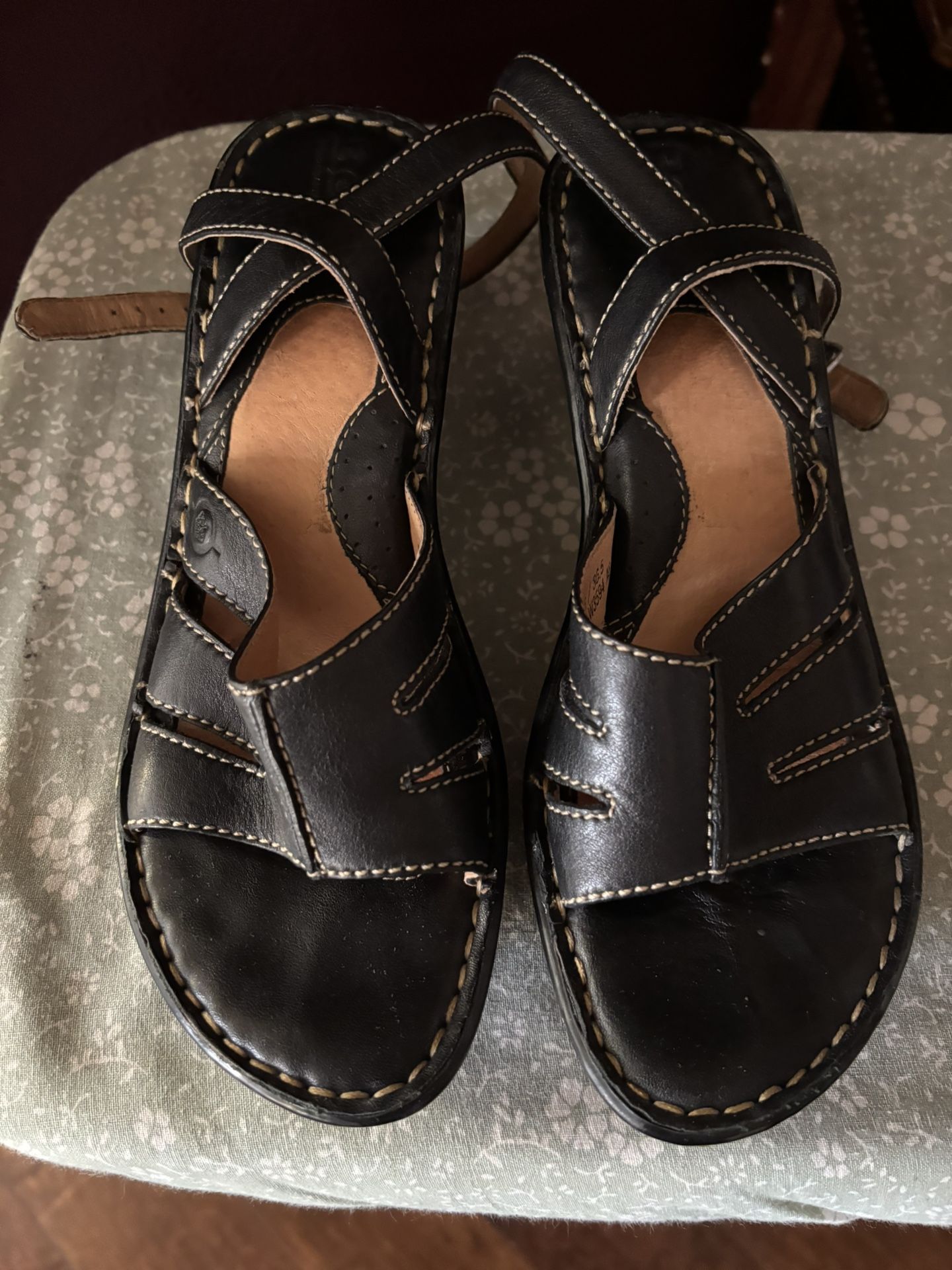 Born Leather Wedge Sandals