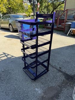 Purple 6 Tier 58” Tall 19” Wide Rolling Retail Display Rack Excellant Condition OBO