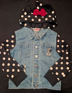 Girls size 6x Disney Minnie Mouse hooded polka dot jean jacket