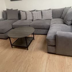 4-Pc. Fabric Chaise Sectional Sofa and Coffee Table