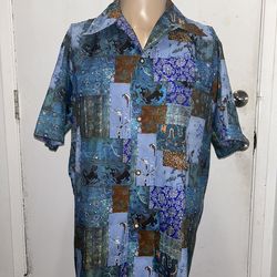 Vintage 1960s Andrade Honululu Resort Hawaiian Shirt Mens Loop Collar Rare Print