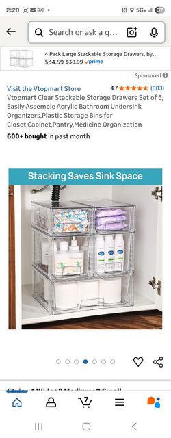 Stackable Storage Drawers 5 Piece Set