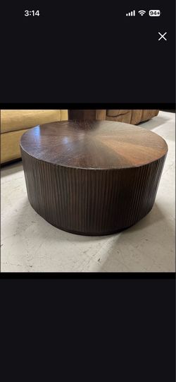 One Heavy Solid Wood Round Coffee Table