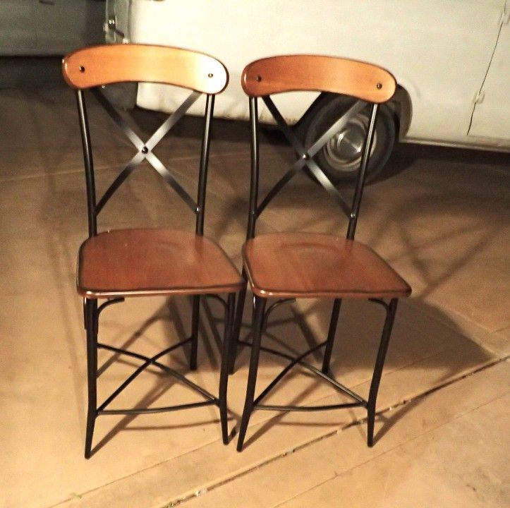 Broxburn Light Brown Wood and Metal 2-Piece Counter Stool Set