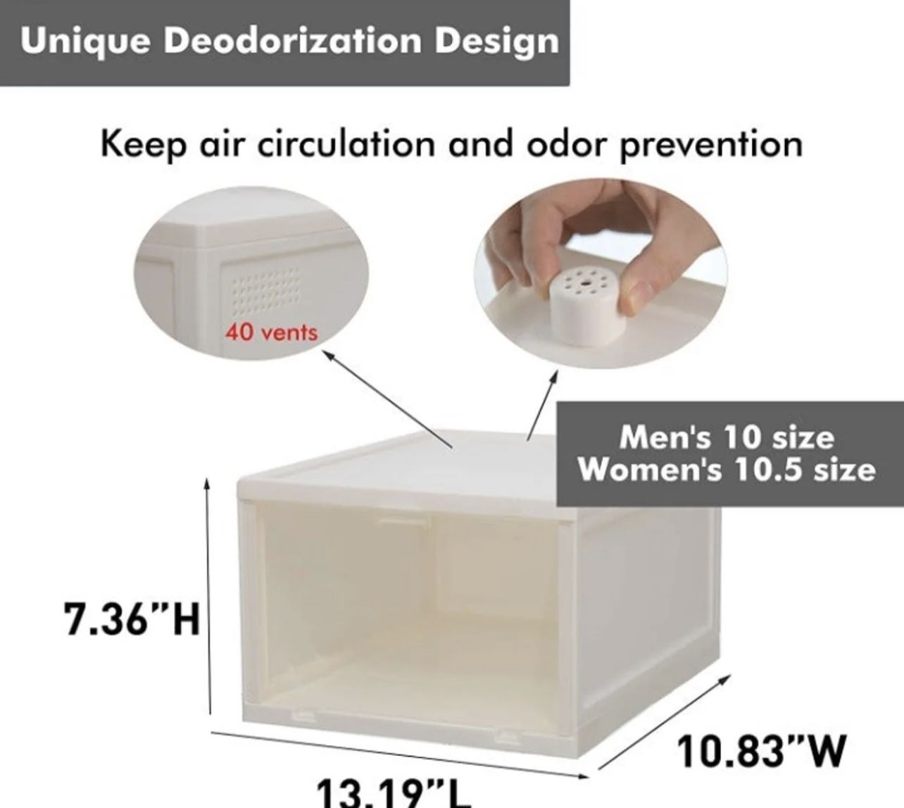 New In Box 12 Shoe Storage Box Plastic Stackable Shoe Container Off White