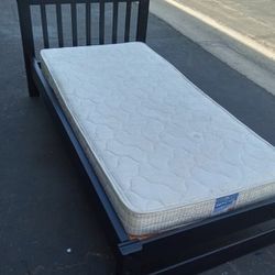 TWIN BED FRAME WITH BOARD AND MATTRESS 