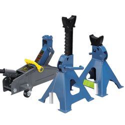 2-Ton Low Profile Floor Jack with 2 Ratchet Jack Stands (6600 lbs) - Hydraulic Car Jack Combo Kit, Reflective Strips  Heavy-Duty Lifting Power: This 2