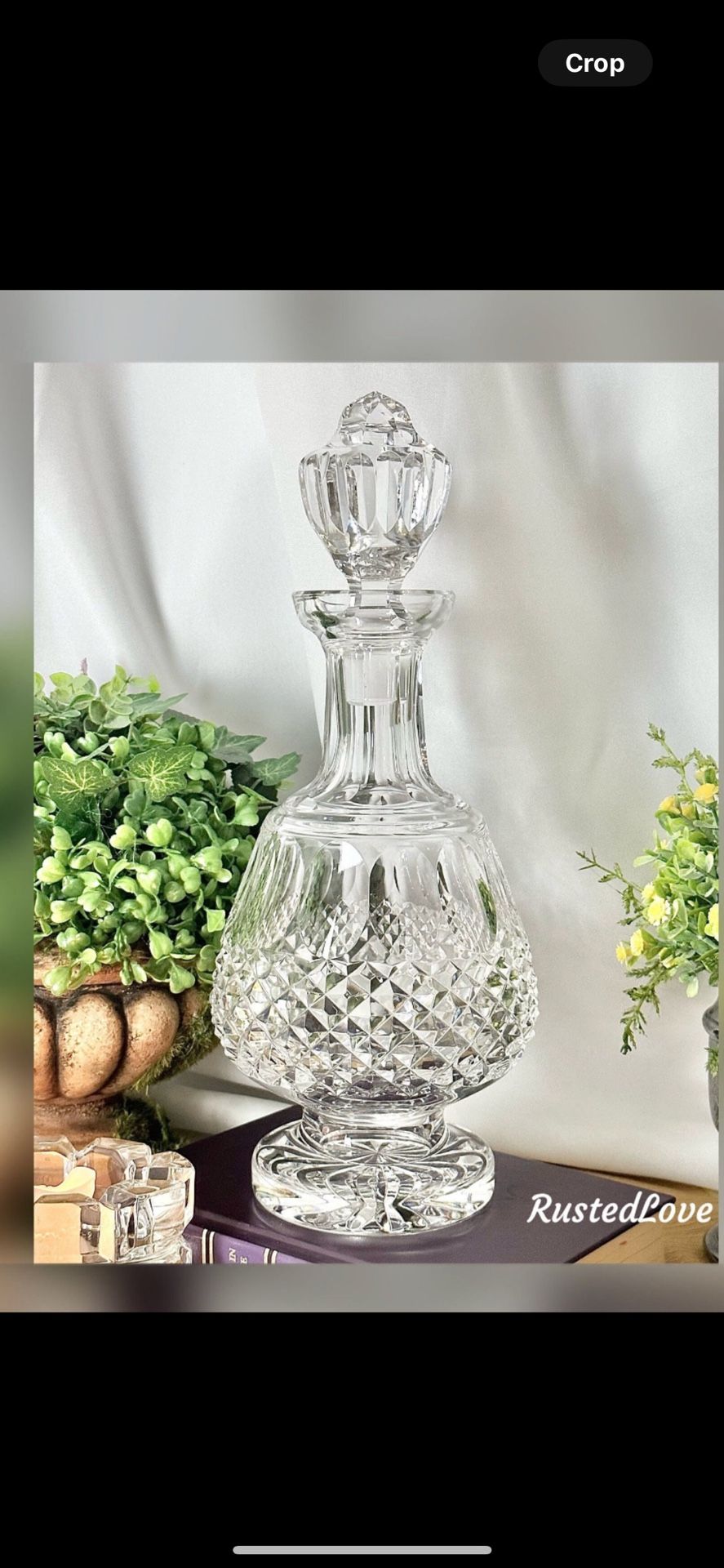 6.3ʺW × 6.3ʺD × 12.6ʺH  Mid-Century Decanter in Heavy Cut Crystal from Waterford Crystal of Ireland, 1960 