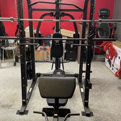 Vesta Fitness Smith Machine 1001 w/Bench Attachment | 245lb Cast Iron Olympic Weights | 7ft Olympic Bar | Fitness | Gym Equipment | FREE DELIVERY 🚚 