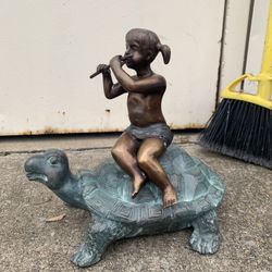 Fountain Turtle/girl Bronze Statue 