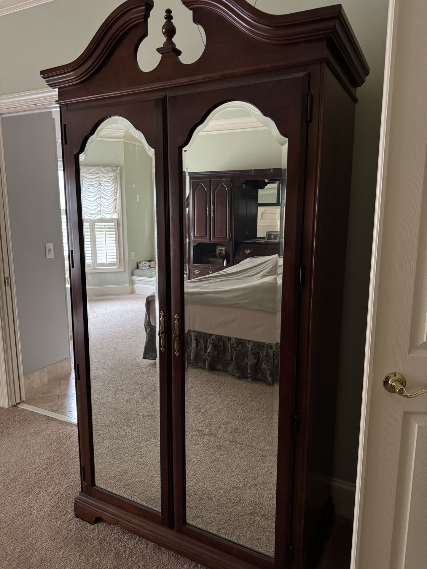 Beautiful Solid Cherry Armoire With Wired Connections For Media And Storage!