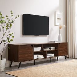 Mid-Century Modern 70-inch TV Stand - Dark Walnut(New In A Box)