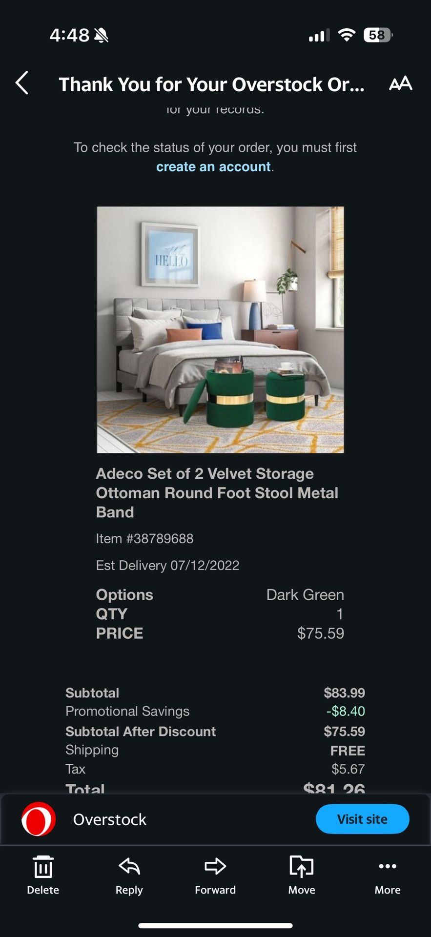Dark Green Velvet Storage Ottomans