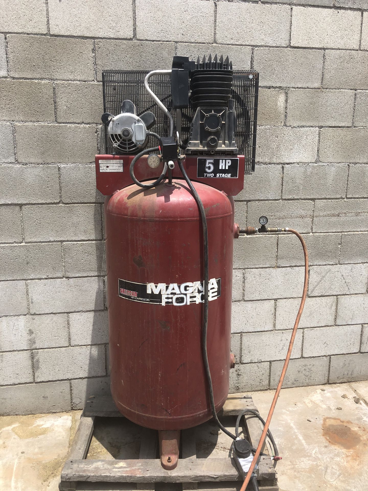 Industrial air compressor, 80 gallons, 240 volts