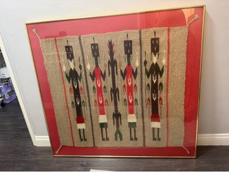 Framed Handmade Navajo Yei Weaving (tapestry rug)