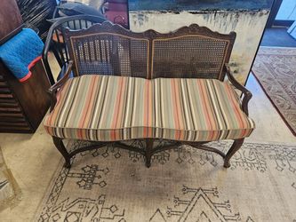 vintage French Louis XV-style cane-back settee