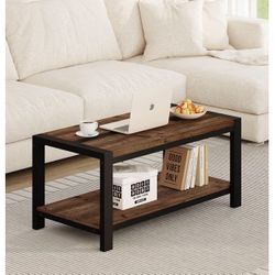 Coffee Table for Living Room, Industrial Wood and Metal Living Room Tables 