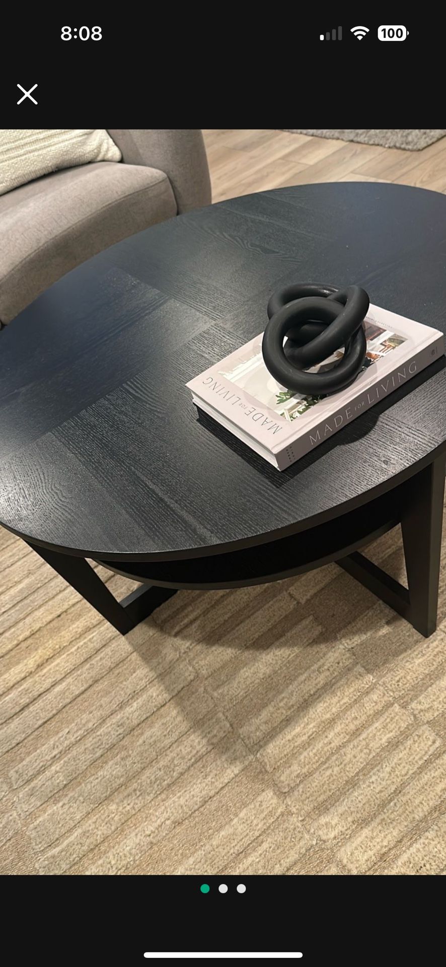 Black Coffee Table 35”