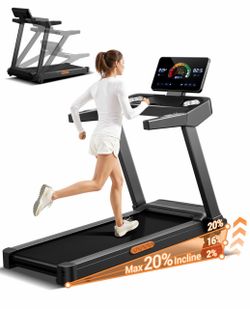 Foldable Treadmill with 20% Manual Incline, 8.7MPH & 400LBS Capacity