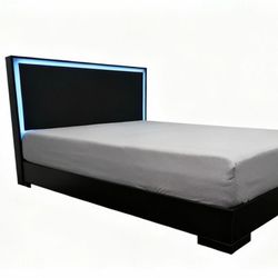 Brand New Queen Bed Frame with LED Lights and Mattress - Cama Queen Con Luces led Y Colchon  Colchon 