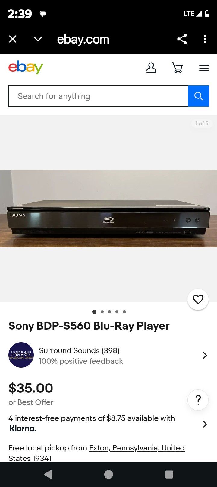 Sony Blu-ray Player