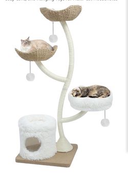 63” Tall Cat Tree Tower for Indoor Cats, Multi-Level Large Cat Climbing Furniture