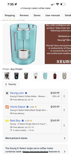 Keurig K-Select Single Serve Matte Black Coffee Maker for sale