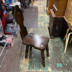 Vintage Wooden Child or Doll Chair in Dark Finish. $35. 15”L x 11”W x 34”H.