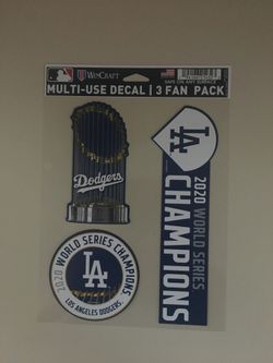 Dodgers World Series champions 3 pack multi use decal set