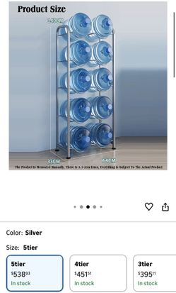 2 Row Heavy Duty Water Bottle Rack with 6-10 Slots,Multi-layer Holder,for Home Office Restaurant Gym(5tier)