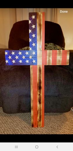 Rustic wood burned cross! New item!