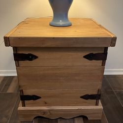 Pine Wood End Table with Internal Storage
