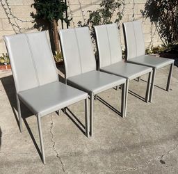 Modern Set Of 4 Euro Italian Milan Leather Style Dining Chairs