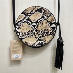 NWT  Leather Patricia Nash Python Collection  Calf Hair Scafati Round Crossbody Bag Purse