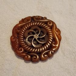 Antique Vintage Chinese Hand-carved Nephrite Jade Statue / Pendant.  Type A.  Perfect Condition!  Measures approximately 2." diameter.  Weighs .75 oun