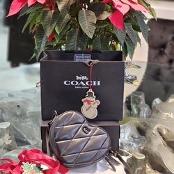 Coach Quilted Black Heart Purse Crossbody Bag