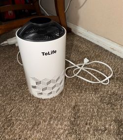 ToLife Portable HEPA-Type Air Purifier 160 sq ft Touch, White/Black