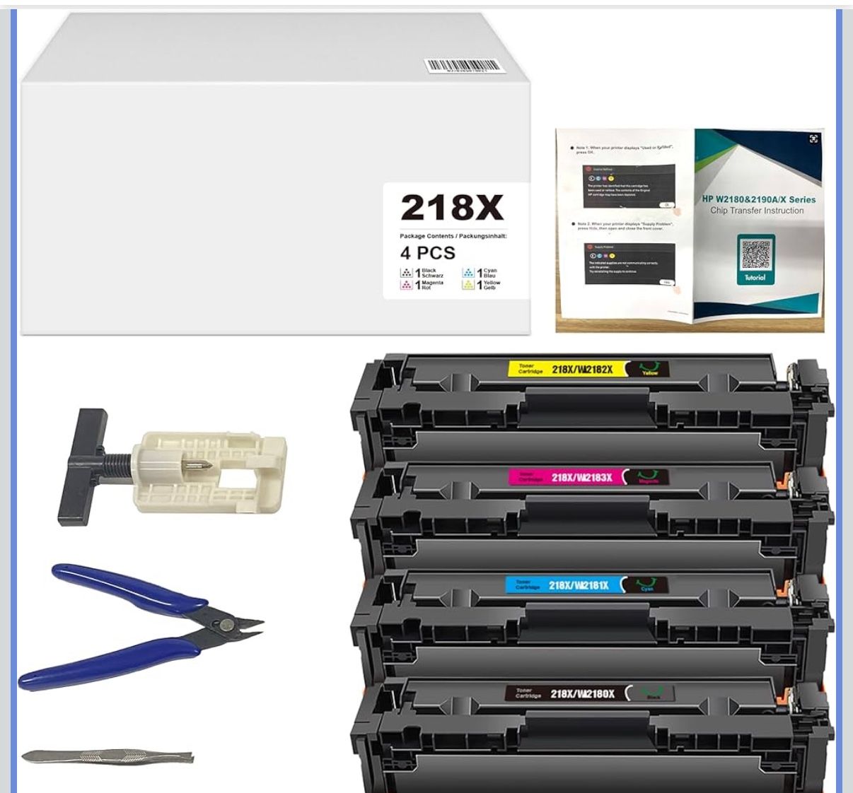 218X Toner Cartridges 4 Pack -218A MFP 3301fdw Toner Replacement for HP 218A 218X Work with Color Laser Pro 3301FDW 3301CDW 3201DW 3301SDW Printer Ink