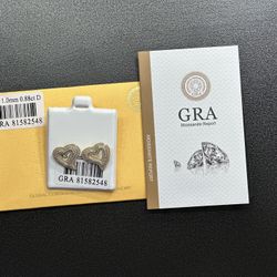 Moissanite Heart Earrings, 925 Sterling Silver, Gold Over SS925